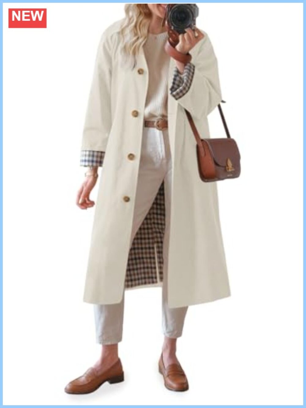Women's Long Oversized Trench Coat Windproof 100% Polyester